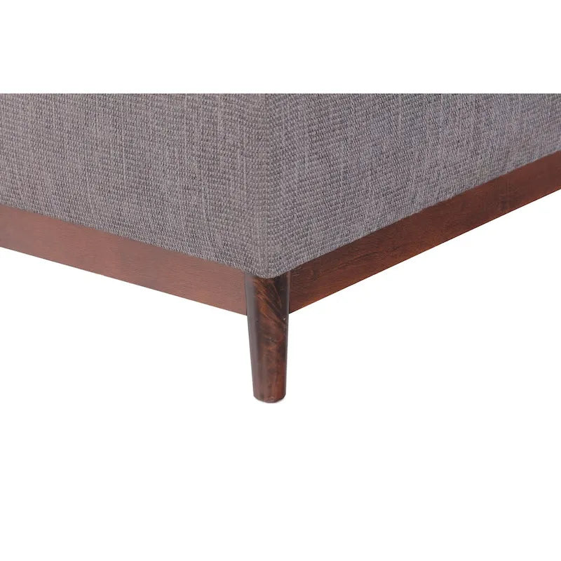 Transitional Wood Trim Tufted Storage Ottoman