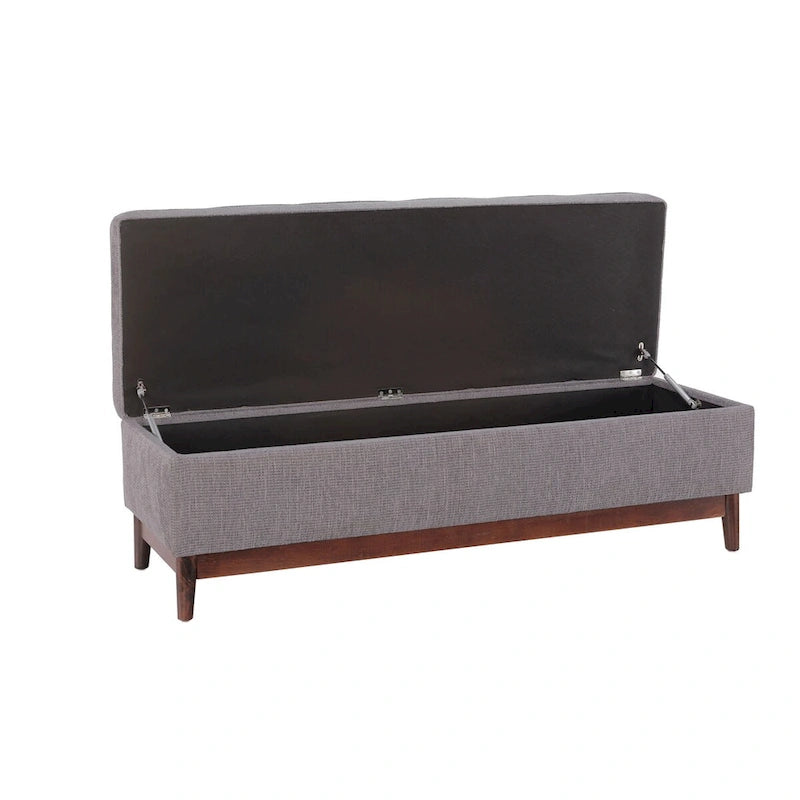 Brooke Transitional Wood Trim Tufted Storage Ottoman