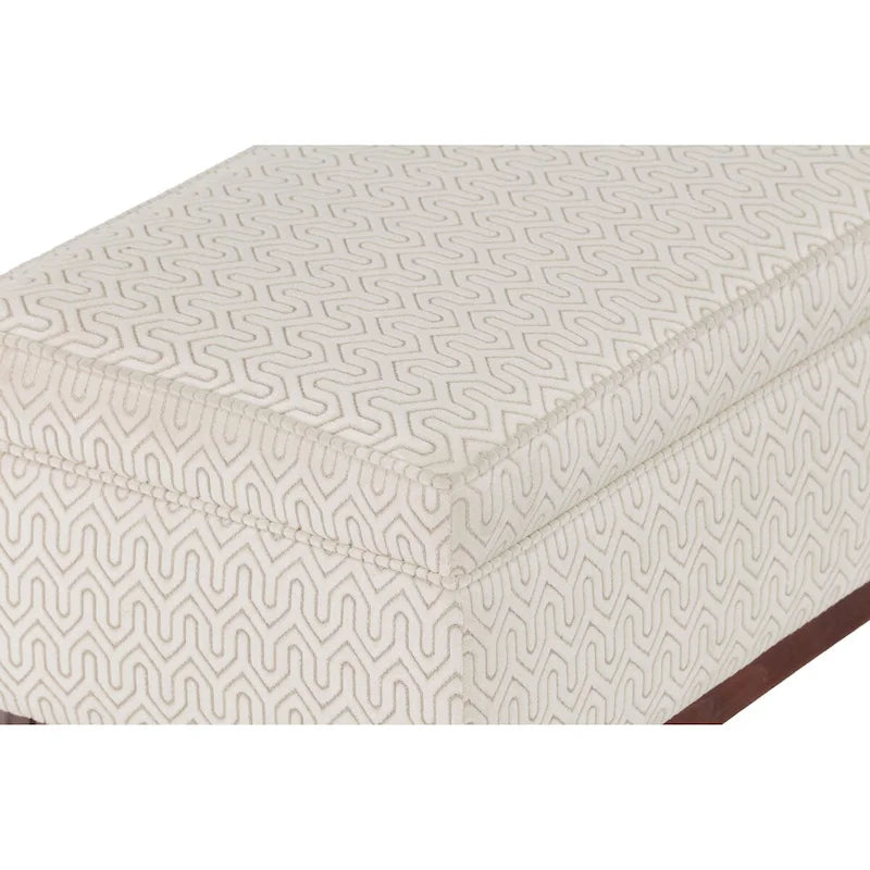 Transitional Wood Trim Tufted Storage Ottoman