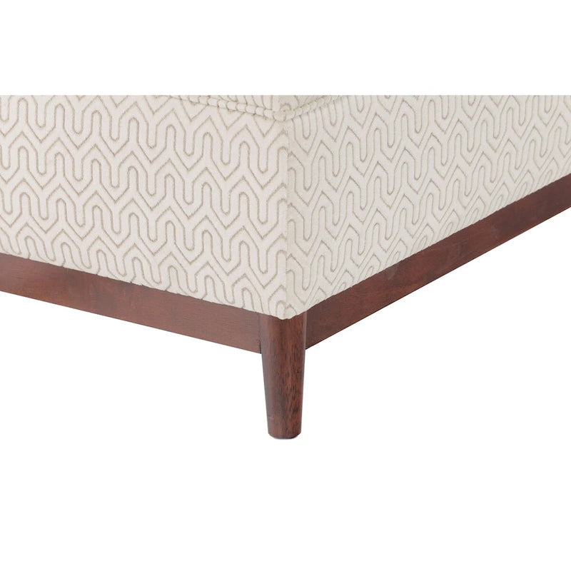 Transitional Wood Trim Tufted Storage Ottoman