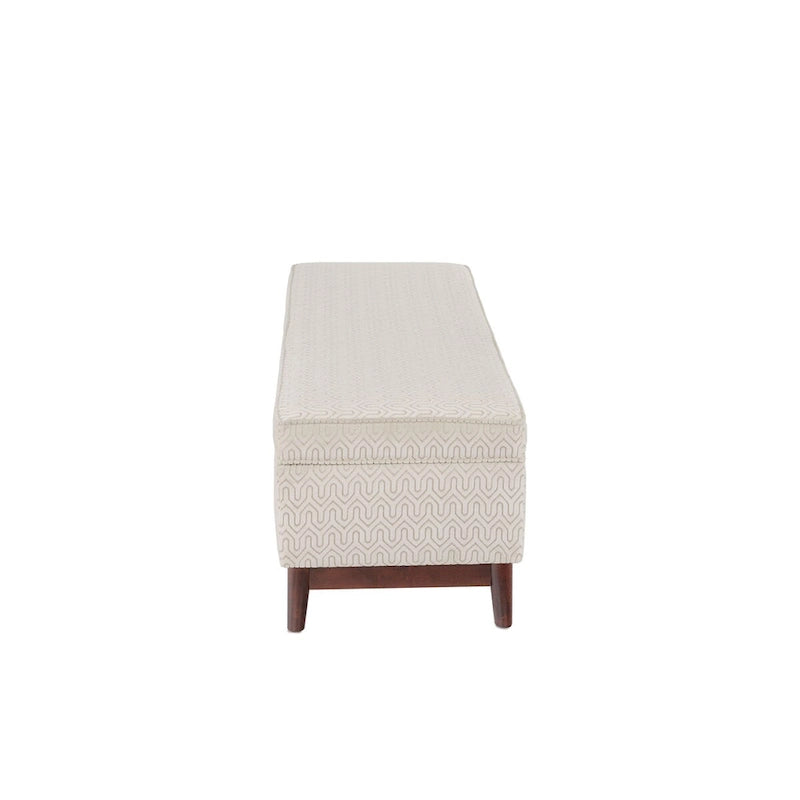 Transitional Wood Trim Tufted Storage Ottoman