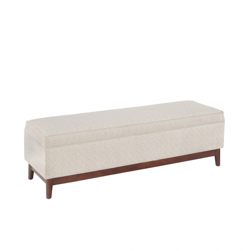 Transitional Wood Trim Tufted Storage Ottoman