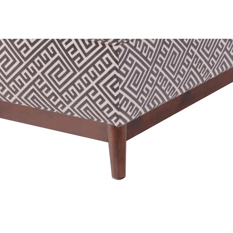 Transitional Wood Trim Tufted Storage Ottoman