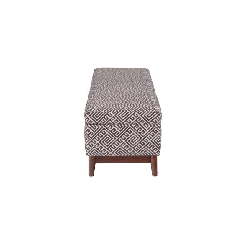 Transitional Wood Trim Tufted Storage Ottoman