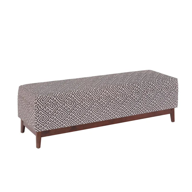 Transitional Wood Trim Tufted Storage Ottoman