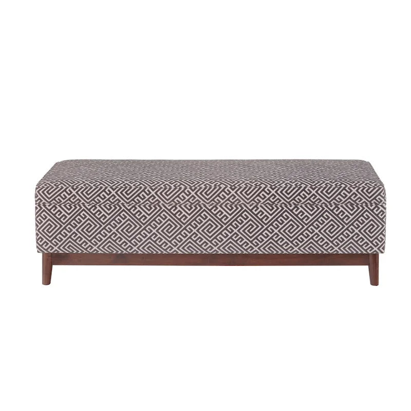Transitional Wood Trim Tufted Storage Ottoman