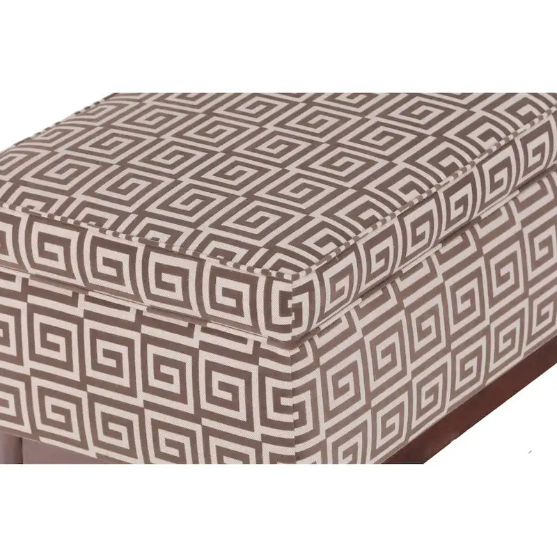 Transitional Wood Trim Tufted Storage Ottoman