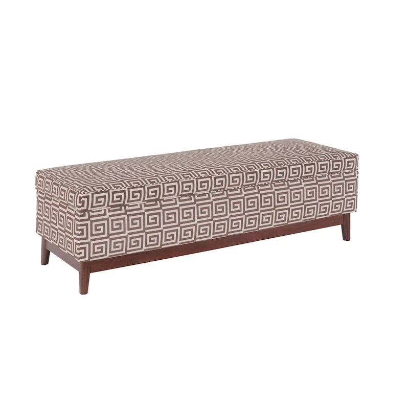 Transitional Wood Trim Tufted Storage Ottoman