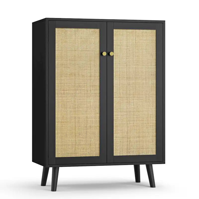 Modern 2-Door Black Buffet Sideboard Storage Cabinet Accent Cabinet with Adjustable Shelves - 31.5W x 13.4D x 44H
