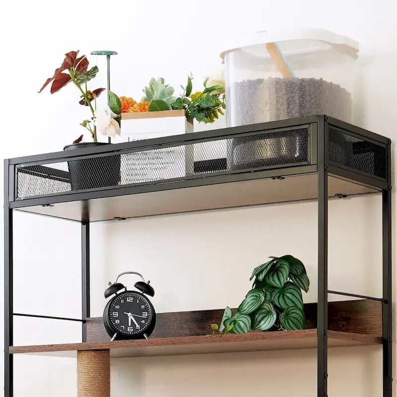 Cat Litter Box Enclosure with Shelves,Hidden Litter Box with Scratching Posts, litter box furniture,Wooden Cat tree