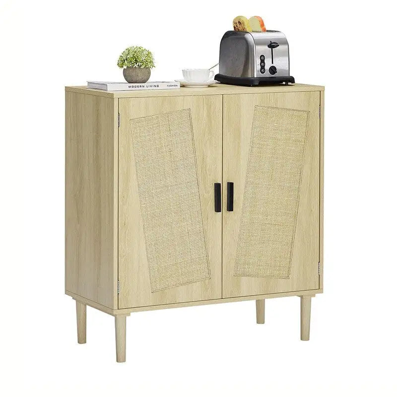Boho Style 2 Doors Accent Cabinet Mid-Century Modern Storage Sideboard Buffet Console Table for Home Office