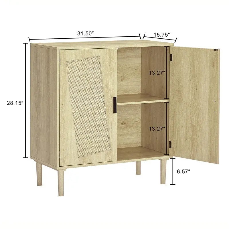 Boho Style 2 Doors Accent Cabinet Mid-Century Modern Storage Sideboard Buffet Console Table for Home Office