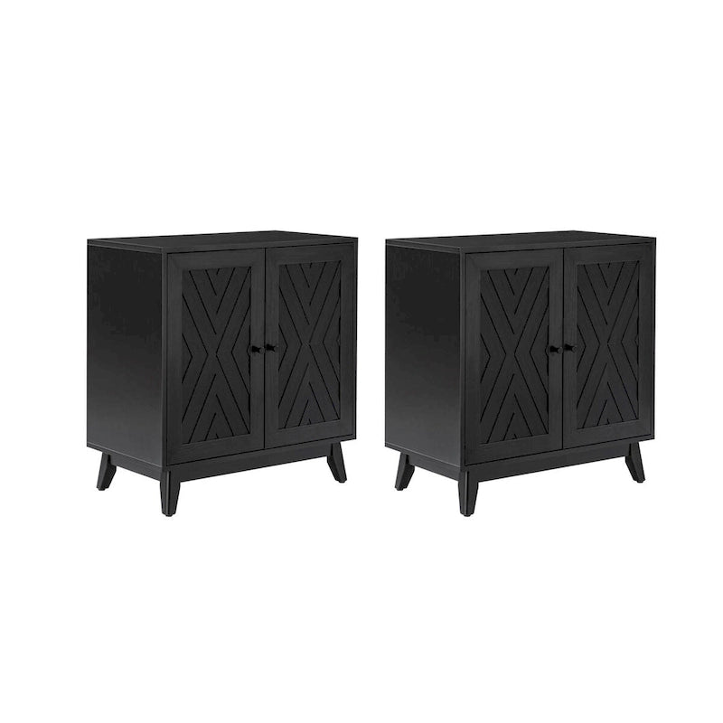 Midcentury 30Tall 2 Door Accent Cabinet Set of 2 by