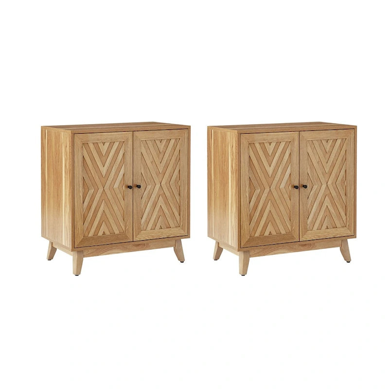 Midcentury 30Tall 2 Door Accent Cabinet Set of 2 by