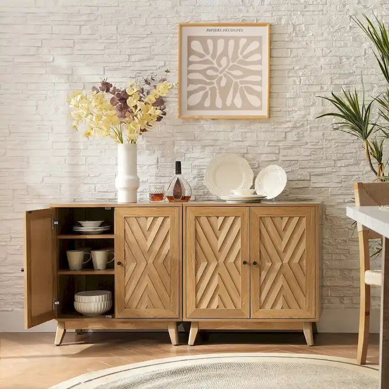 Midcentury 30Tall 2 Door Accent Cabinet Set of 2 by