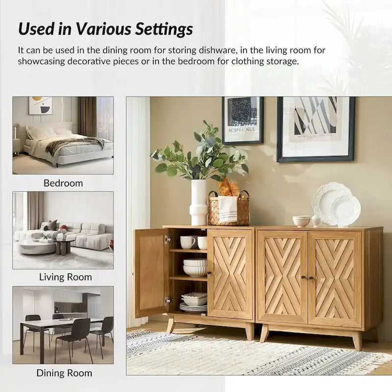 Midcentury 30Tall 2 Door Accent Cabinet Set of 2 by