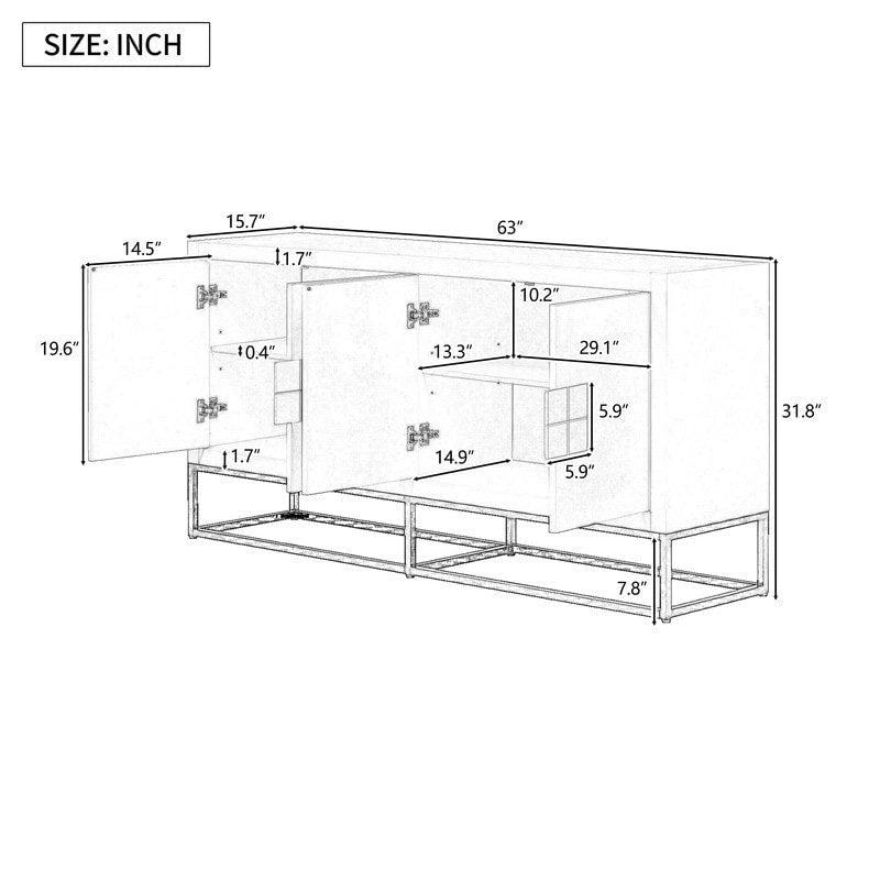 Light Luxury Designed Cabinet with Unique Support Legs and Adjustable Shelves, Suitable for Living Rooms, Corridors