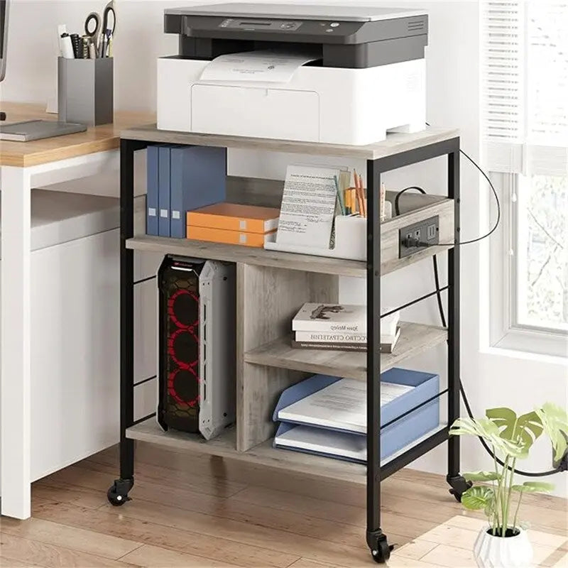 Printer Stand with Charging Station - 32.5 x 18.25 x 5