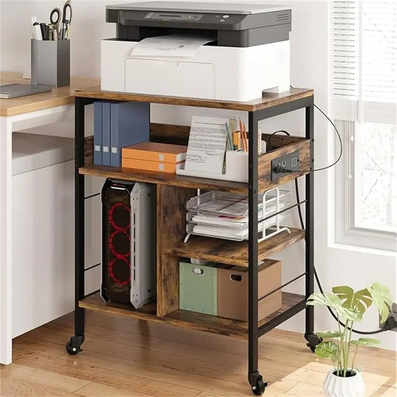 Printer Stand with Charging Station - 32.5 x 18.25 x 5