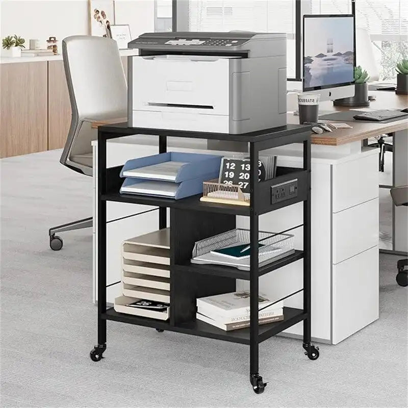 Printer Stand with Charging Station - 32.5 x 18.25 x 5