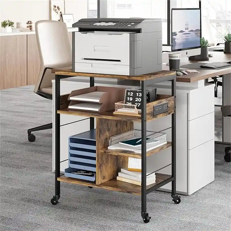 Printer Stand with Charging Station - 32.5 x 18.25 x 5