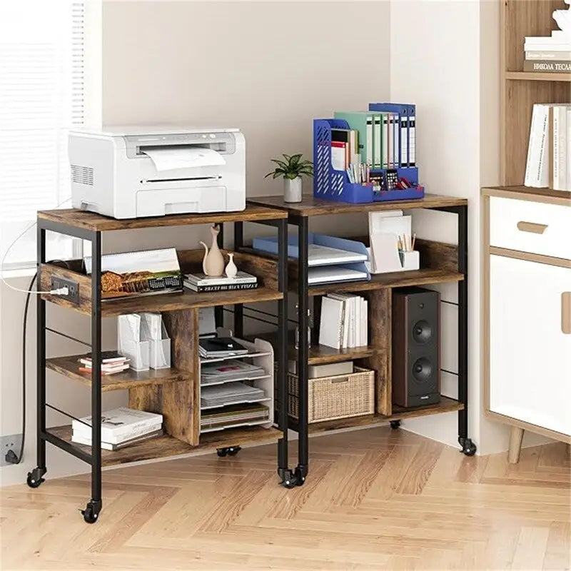 Printer Stand with Charging Station - 32.5 x 18.25 x 5
