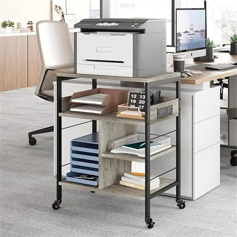 Printer Stand with Charging Station - 32.5 x 18.25 x 5