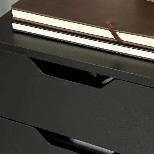 3 Drawer Mobile File Cabinet, Rolling Printer Stand, Vertical Filing Cabinet, Black