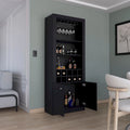 74Tall 4-Tier Modern Bar Cabinet with Glass Holder Stemware Rack,Wine Cabinet,Liquor Cabinet,10 Bottle Cubbies and 4 Shelves