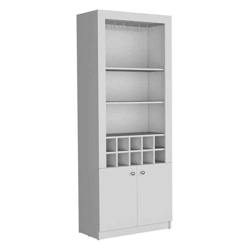 74Tall 4-Tier Modern Bar Cabinet with Glass Holder Stemware Rack,Wine Cabinet,Liquor Cabinet,10 Bottle Cubbies and 4 Shelves