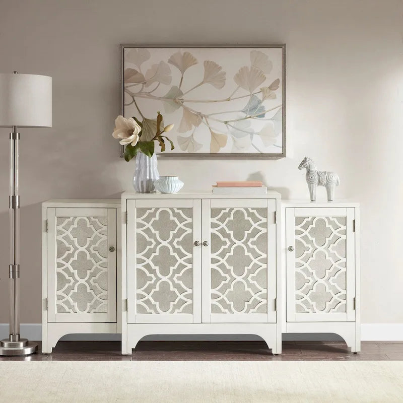 Cream Quatrefoil Dining Buffet Server