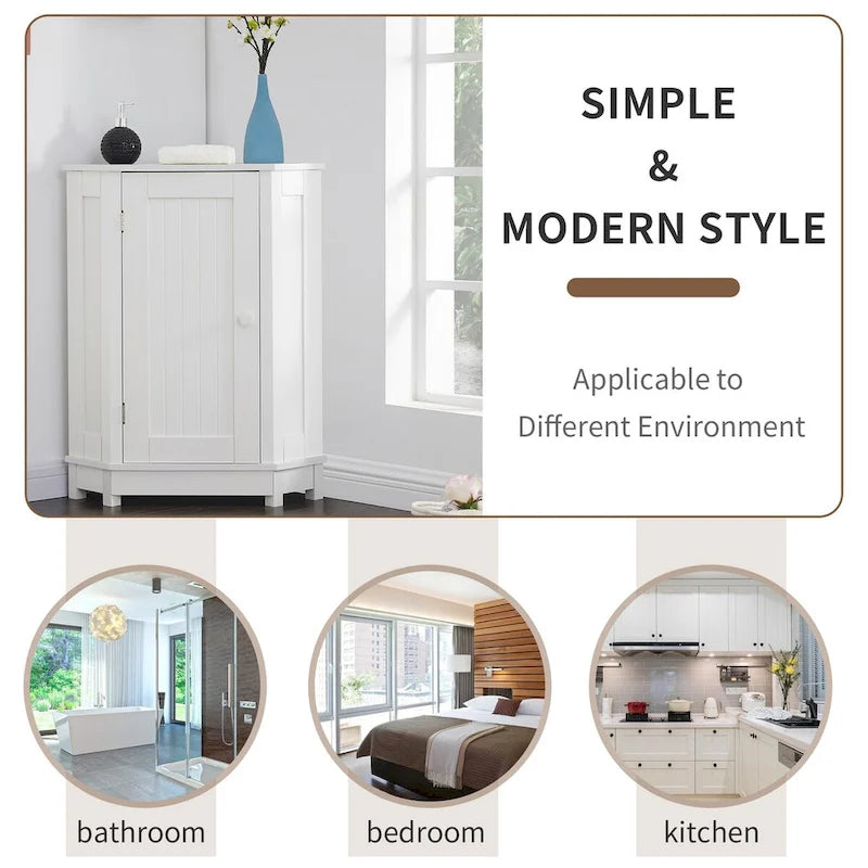 Bathroom Corner Cabinet with Adjustable Shelf