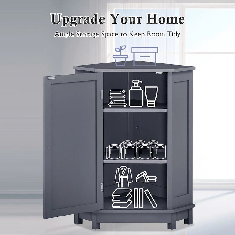 Bathroom Corner Cabinet with Adjustable Shelf