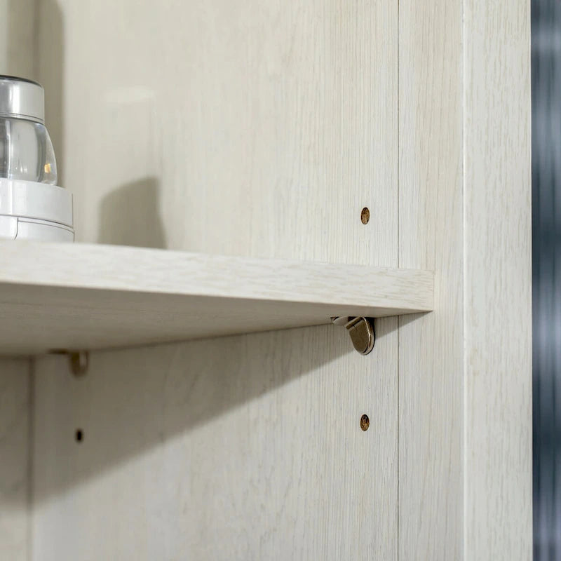 Tall Bathroom Storage Cabinet with 3 Tier Shelf, Glass Door Cabinet,Freestanding Linen Tower with Adjustable Shelves