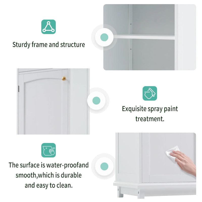 Tall Bathroom Storage Cabinet with Glass Doors