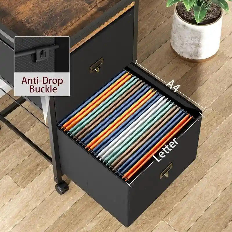 File Cabinet with 2 Drawers, Mobile Filing Cabinet Fits Letter Size or A4